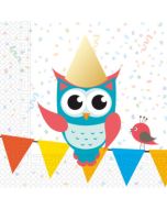 20 serviettes anniversaire Hibou