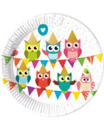 8 assiettes anniversaire hibou