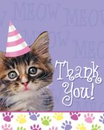 8 cartes de remerciement thème chat