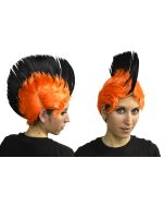 Perruque punk orange et noire