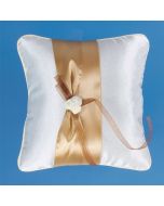 Coussin porte alliances - blanc avec ruban or