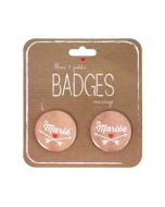 2 Badges le marié, la mariée