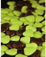 Dragées petits coeurs - vert anis / chocolat