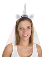 Serre-tête licorne blanc avec voile