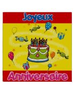 12 Serviettes "Joyeux Anniversaire" 33x33 cm