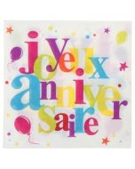 20 Serviettes en papier Joyeux Anniversaire à prix discount