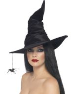 Chapeau de sorcière velours avec araignée - noir