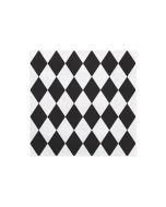 20 serviettes jetables arlequin noires et blanches