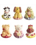 6 figurines animaux en sucre