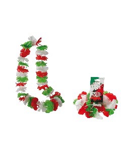 Collier hawaïen vert blanc rouge 
