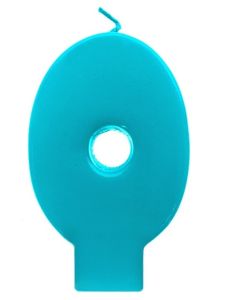 Bougie turquoise chiffre 0