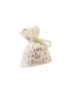 x4 Sachets toile "Vive les mariés" Rose gold