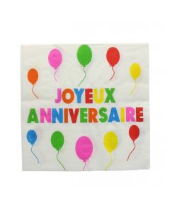 10 Serviettes Joyeux Anniversaire 33 x 33