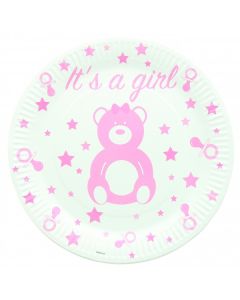 10 assiettes baby shower "it's a girl"
