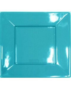 8 assiettes plastique carrées turquoises