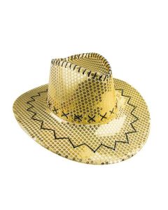 Chapeau cowboy avec strass - or