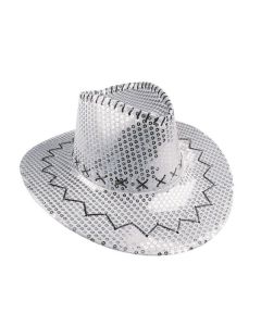 Chapeau cowboy avec strass - argent