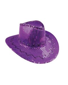 Chapeau cowboy avec strass - violet