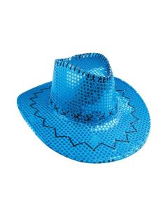 Chapeau cowboy avec strass - bleu clair