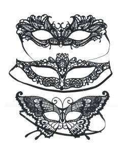 Loup tissu dentelle - noir - 3 assortis