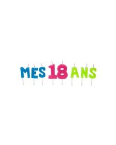 Bougies lettres sur piques "Mes 18 ans"