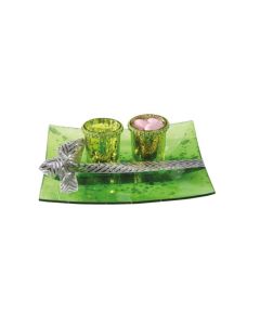 Assiette pois argent N°2 - verte
