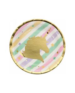 8 x Assiette Licorne Dessert Rainbow