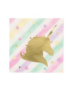 16 x Serviette Licorne Rainbow