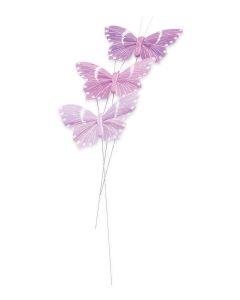 3 Papillons dégradé lilas sur tige