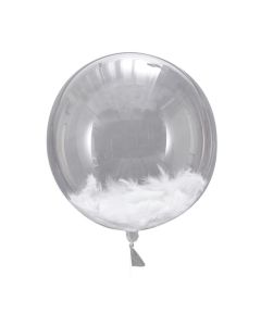 Ballons Transparent & Plume Blanche