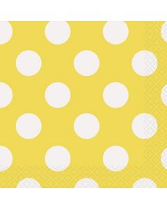 16 serviettes de table - jaune pois blanc