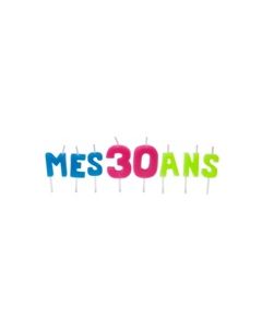 Bougies lettres sur piques "Mes 30 ans"