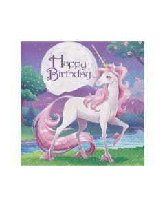 16 x Serviettes anniversaire Licorne Violet