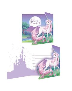 8 x Invitations Licorne violet