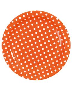 10 assiettes pois orange