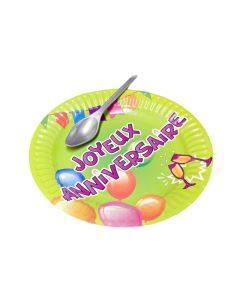 6 assiettes Joyeux Anniversaire - vert