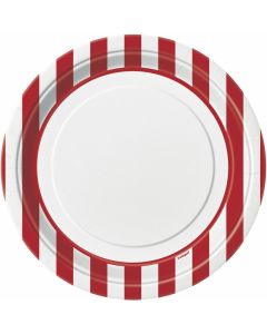 8 assiettes rayées rouge - Ø 23 cm