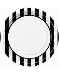 8 assiettes rayées noir - Ø 23 cm