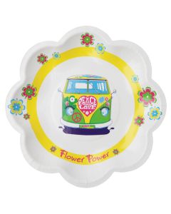 Assiettes Hippies Flower Power jaune - x10