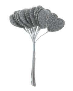 Bouquet de 12 coeurs pailletés - argent