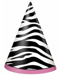 8 chapeaux de fête Zebra Passion