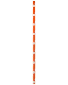 20 pailles orange pois blanc