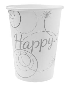 10 gobelets Happy - blancs