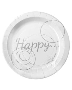 Lot de 10 assiettes Happy de couleur blanches