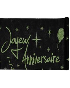 Chemin de table Joyeux anniversaire pailleté - vert - 1