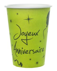 10 gobelets "Joyeux Anniversaire" vert