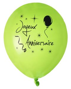 8 ballons Joyeux anniversaire - vert