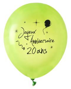 8 ballons Joyeux anniversaire 20 ans - vert