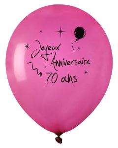 8 ballons Joyeux anniversaire 70 ans - rose