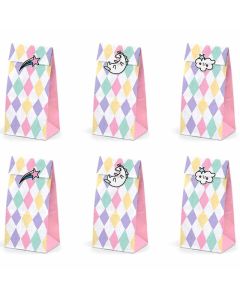 6 Sachets Anniversaire Licorne Rainbow + Stickers